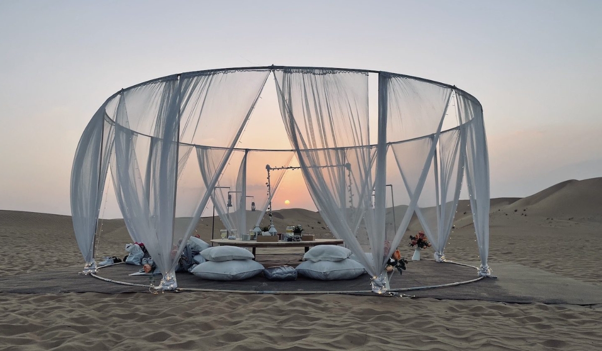 dinner at a private desert island Dubai
